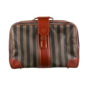 Fendi Brown Pequin Stripe Suitcase Luggage